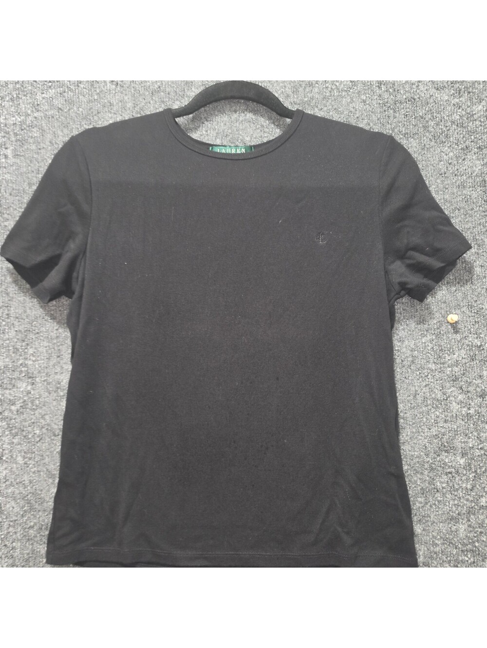 RL45. Vintage Lauren Ralph Lauren Black Cotton Crew Neck T Shirt Medium Y2K